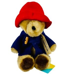 VTG 1984 Paddington Bear Plush 9" Darkest Peru Blue Coast Red Hat Eden Toys UK